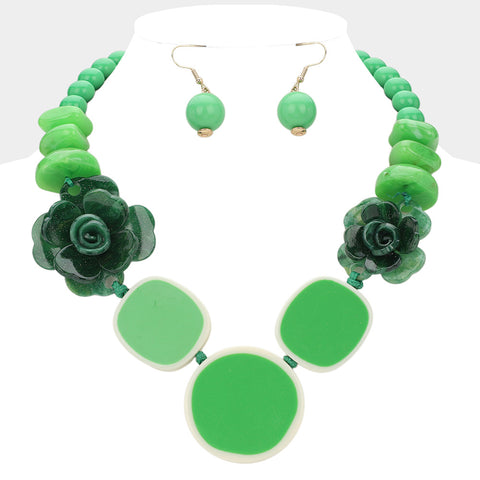 Green Rose Necklace