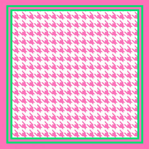 Houndstooth Pink/Green Satin Scarf