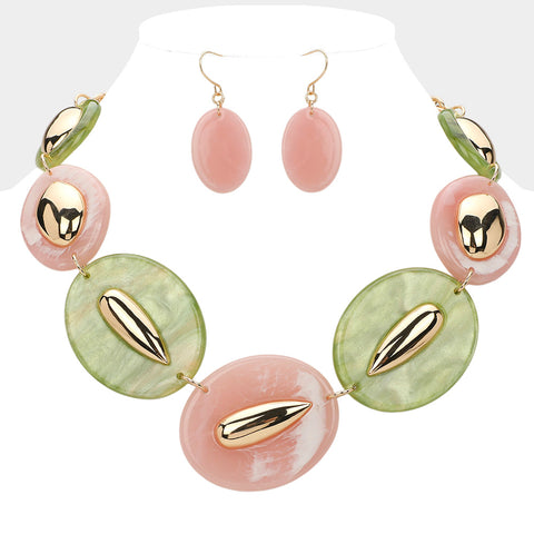 I Spy Gold Dipped Pink and Green Necklace